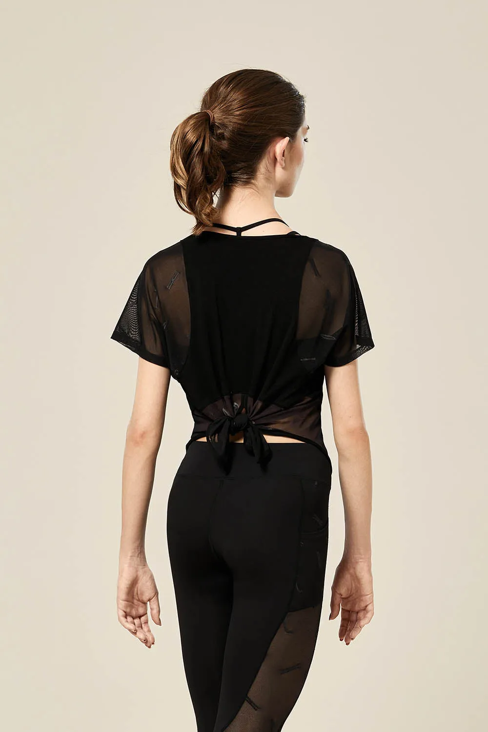 ZS55250 - Bloch Kahlo Branded Mesh Tie Back Womens Tee