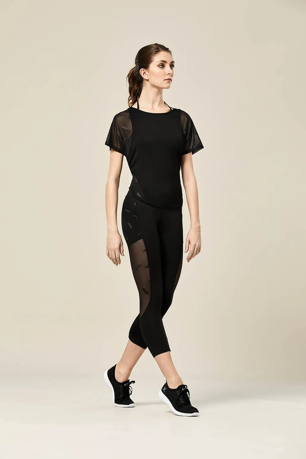 ZS55250 - Bloch Kahlo Branded Mesh Tie Back Womens Tee